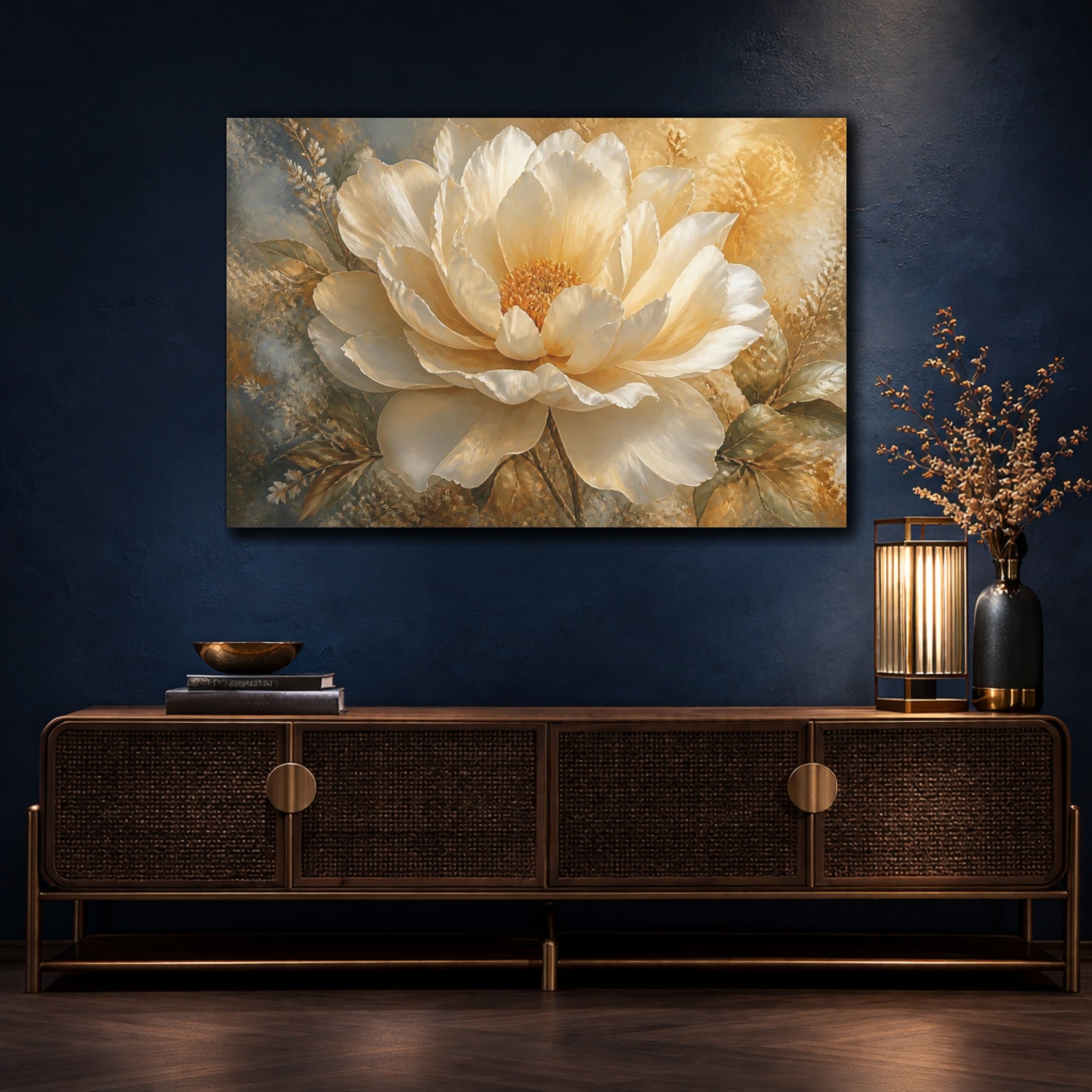 Mockup 4. Giant Cream Flower shown as canvas print