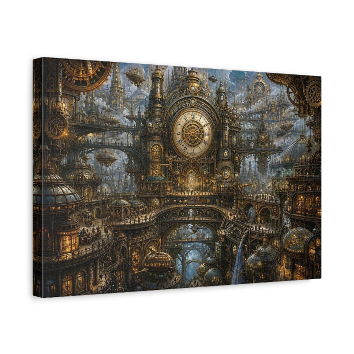 Side Mockup 4. Gilded Clock Tower City shown as canvas print