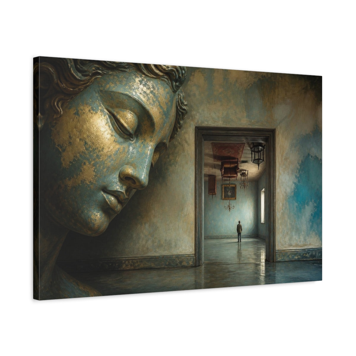 Side Mockup 2. Gilded Head Illusion shown as canvas print