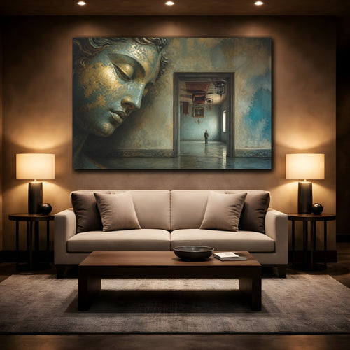 Mockup 2. Gilded Head Illusion shown as canvas print