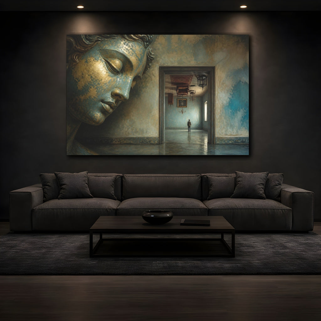 Mockup 3. Gilded Head Illusion shown as canvas print