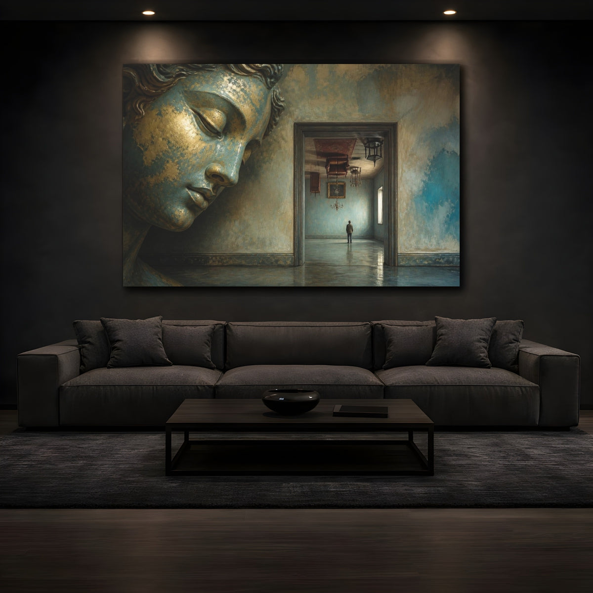 Mockup 3. Gilded Head Illusion shown as canvas print