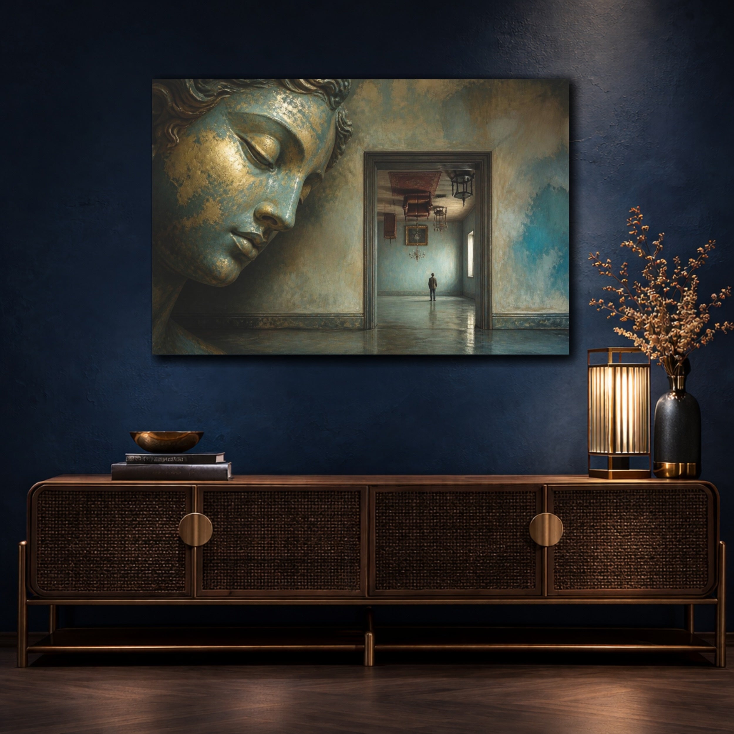 Mockup 4. Gilded Head Illusion shown as canvas print