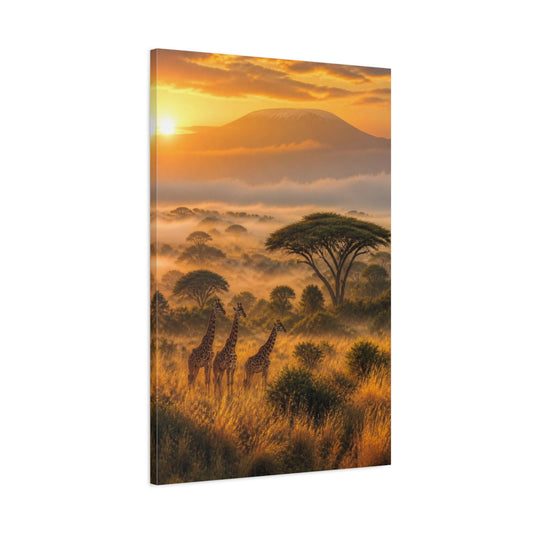 Main Mockup. Giraffes Savanna Landscape shown as canvas print