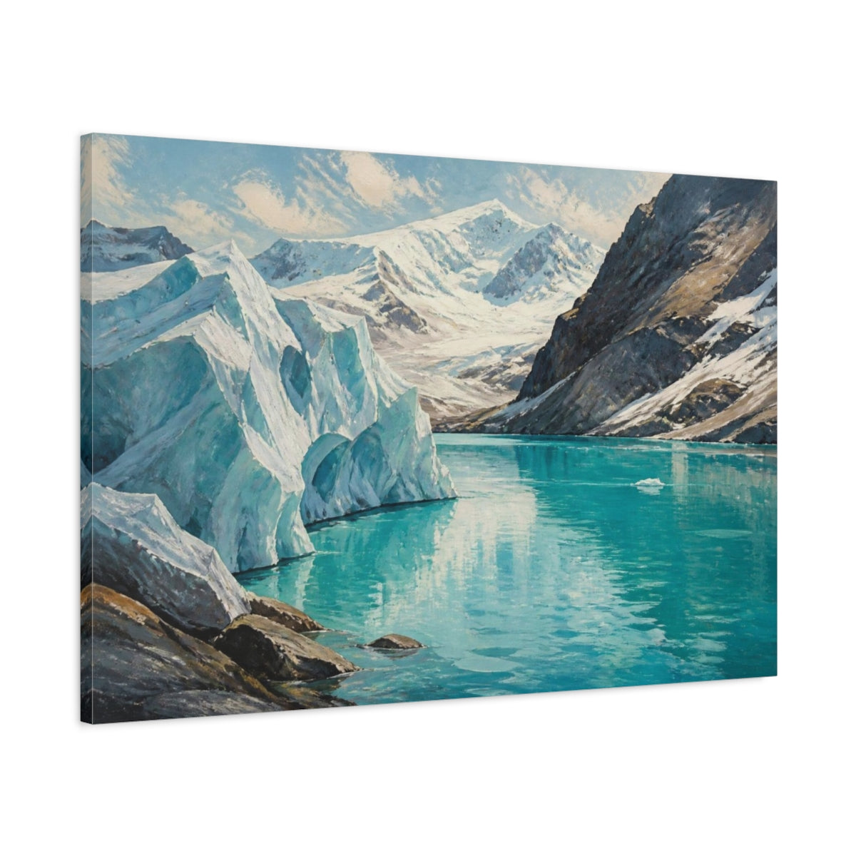 Main Mockup. Glacial Lake Landscape shown as canvas print