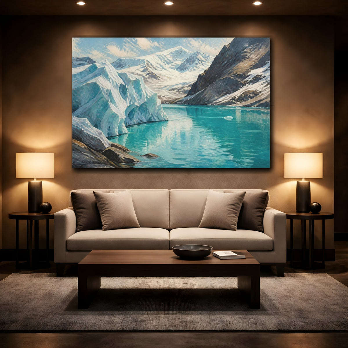 Mockup 2. Glacial Lake Landscape shown as canvas print