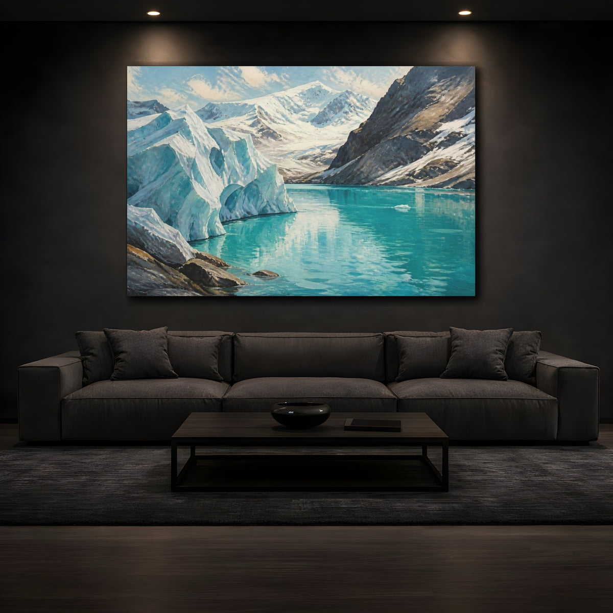 Mockup 3. Glacial Lake Landscape shown as canvas print