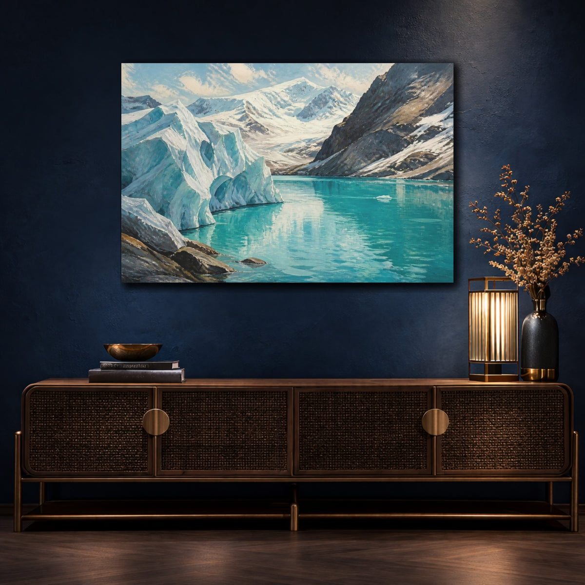 Mockup 4. Glacial Lake Landscape shown as canvas print