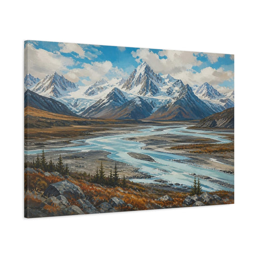 Main Mockup. Glacial Valley Landscape shown as canvas print