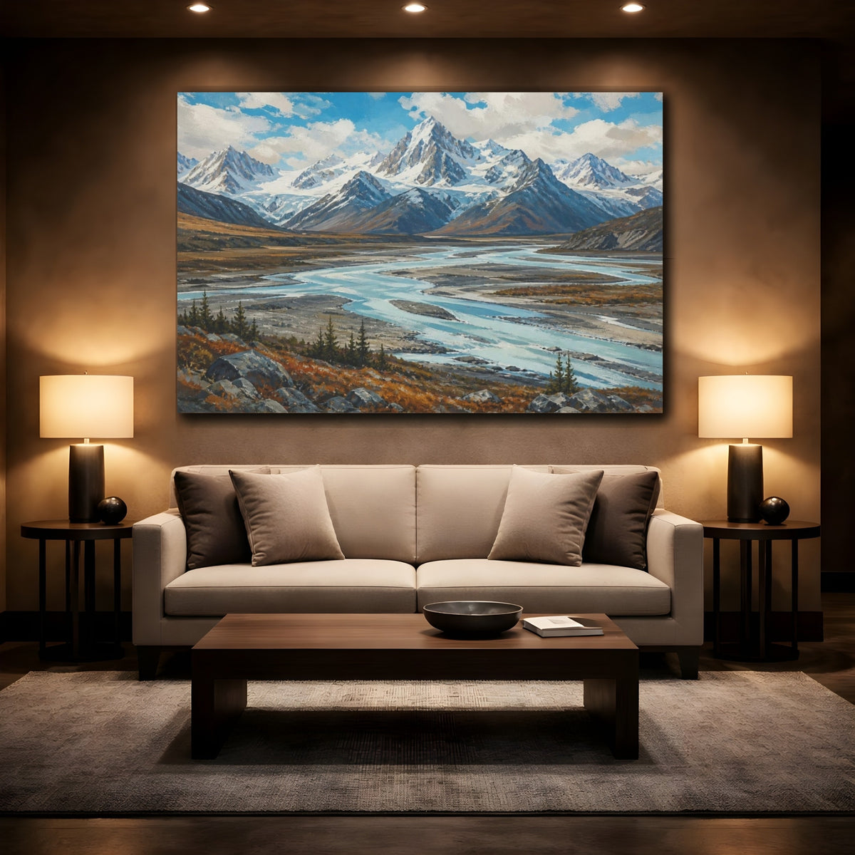 Mockup 2. Glacial Valley Landscape shown as canvas print