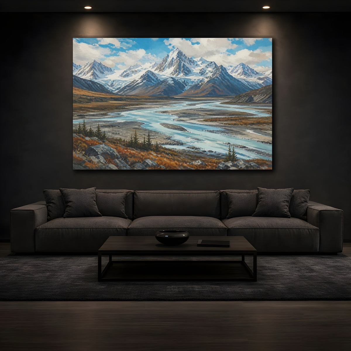 Mockup 3. Glacial Valley Landscape shown as canvas print