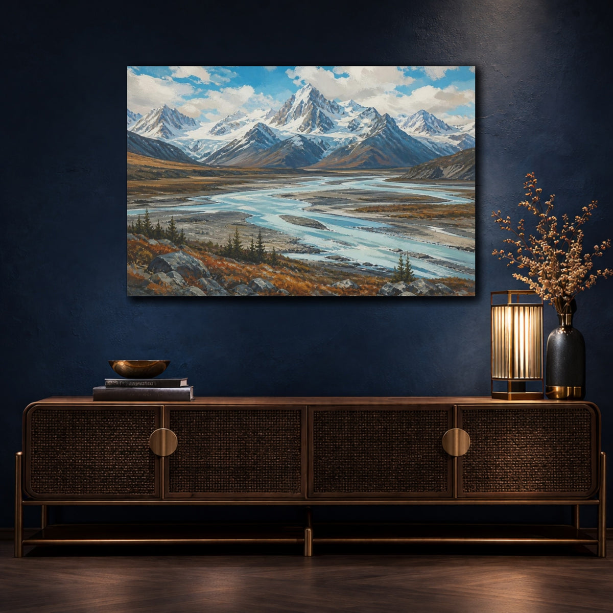 Mockup 4. Glacial Valley Landscape shown as canvas print
