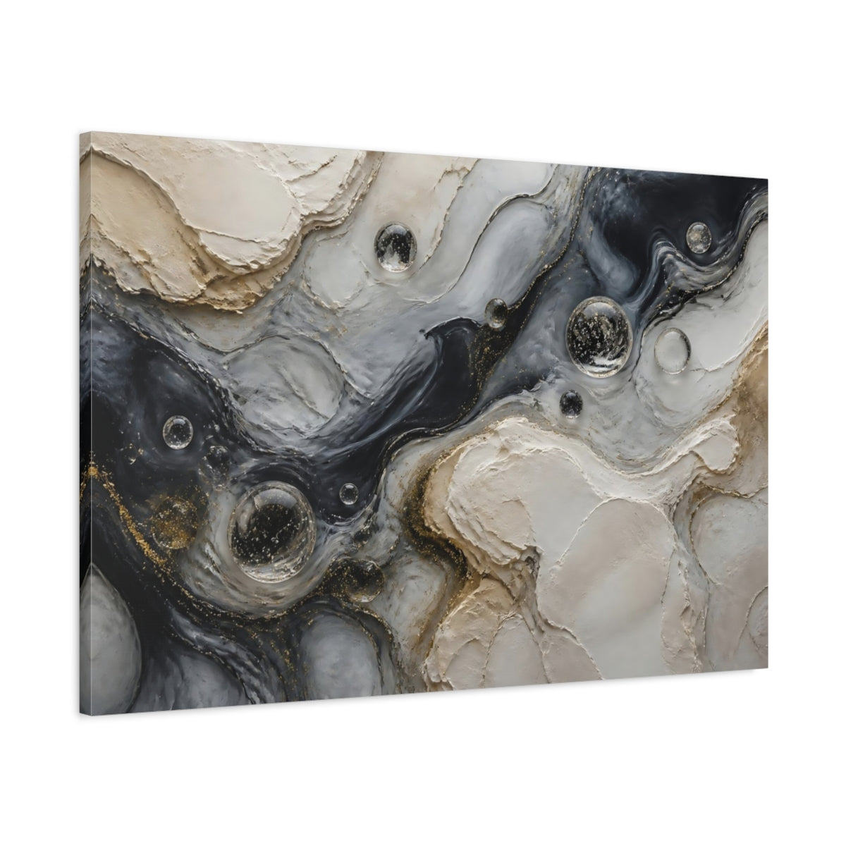 Main Mockup. Glass Spheres Marble Flow shown as canvas print