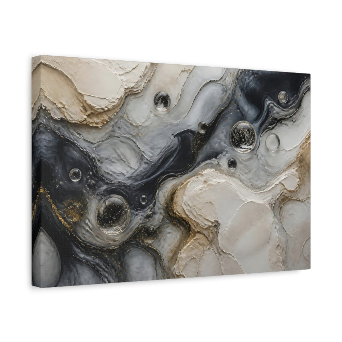 Side Mockup 4. Glass Spheres Marble Flow shown as canvas print