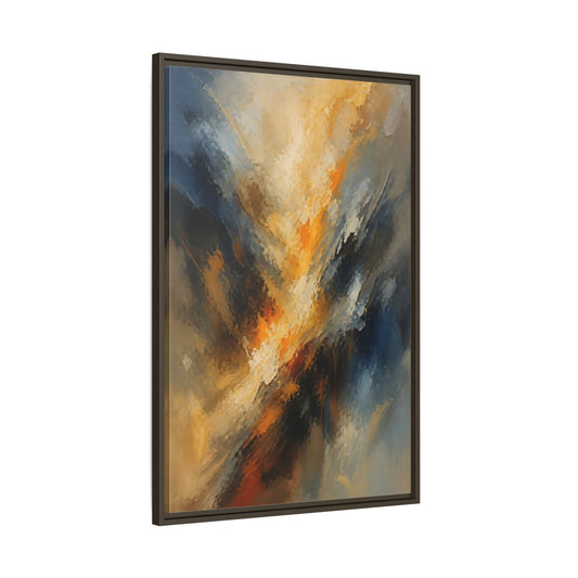 Main Mockup. Golden-Blue Color Burst shown as framed canvas print