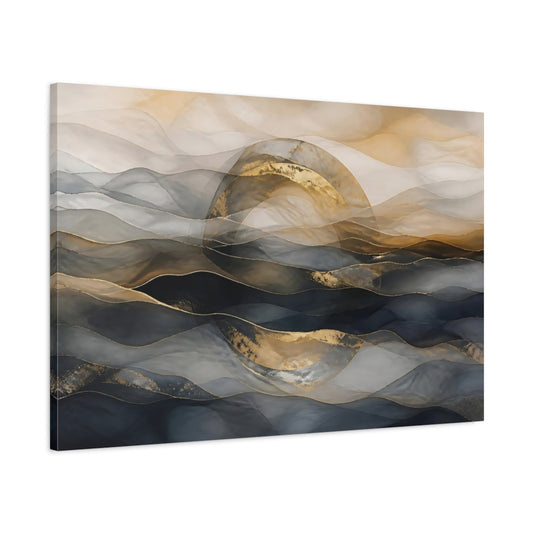 Main Mockup. Golden Circle Waves shown as canvas print