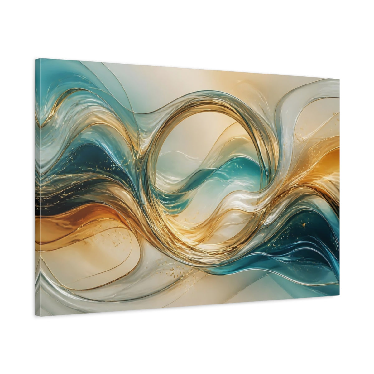 Main Mockup. Golden Glass Waves shown as canvas print