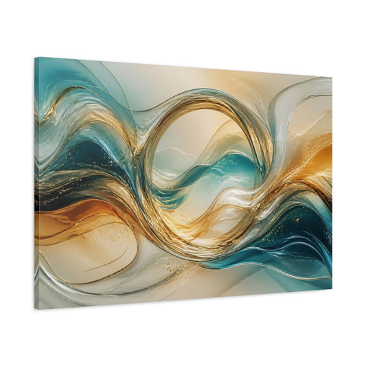 Main Mockup. Golden Glass Waves shown as canvas print