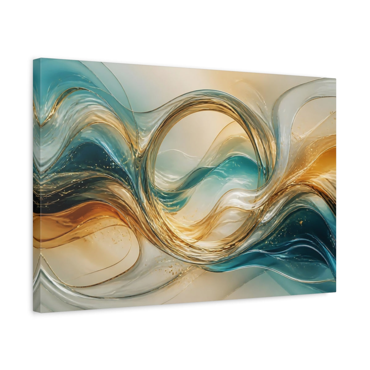 Side Mockup 3. Golden Glass Waves shown as canvas print