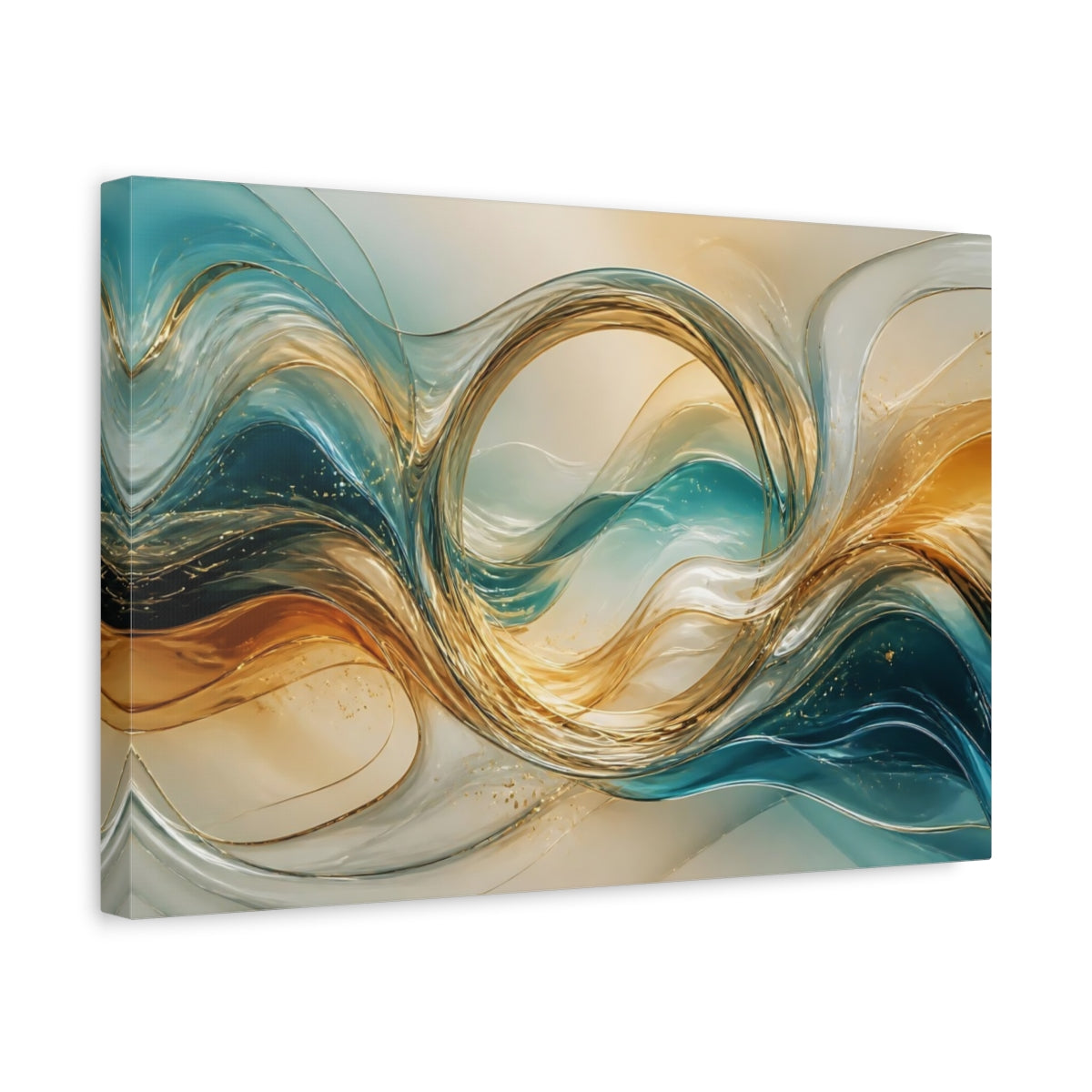 Side Mockup 4. Golden Glass Waves shown as canvas print