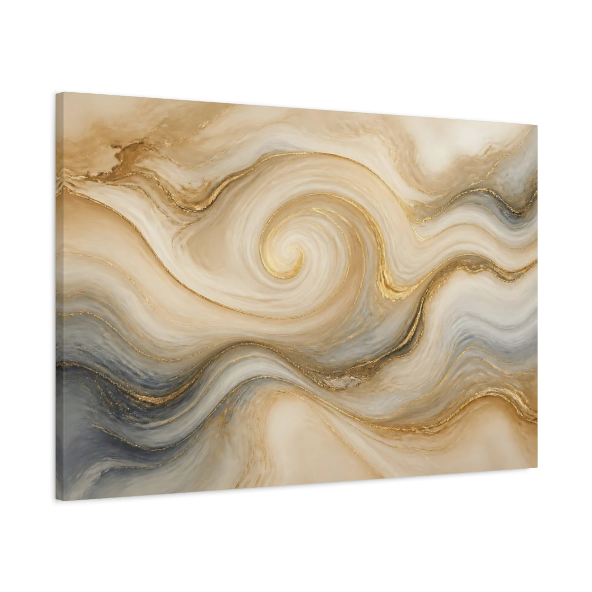 Main Mockup. Golden Marble Swirl shown as canvas print