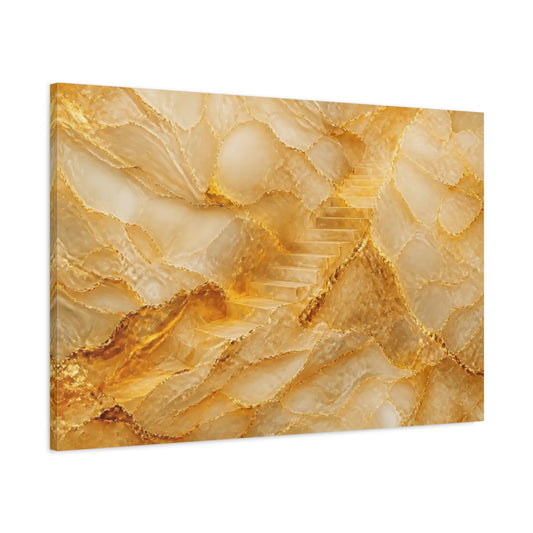 Main Mockup. Golden Onyx Staircase shown as canvas print