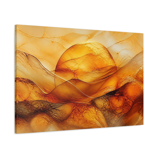 Main Mockup. Golden Orb Amber Waves shown as canvas print
