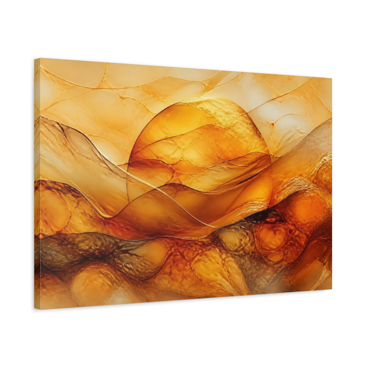 Side Mockup 2. Golden Orb Amber Waves shown as canvas print
