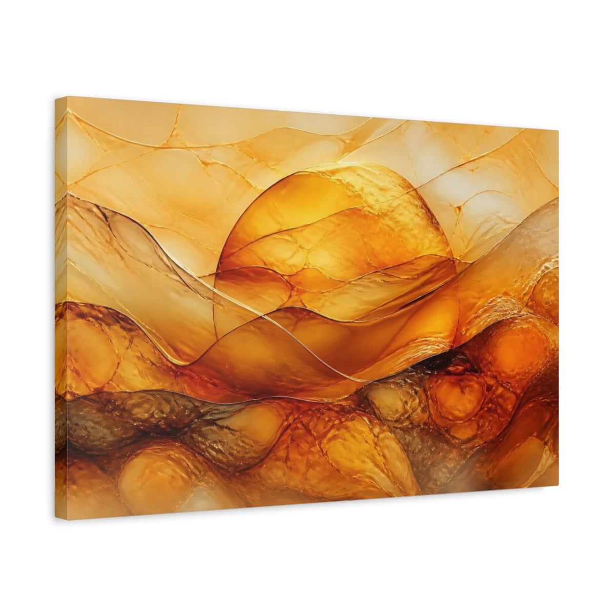 Side Mockup 3. Golden Orb Amber Waves shown as canvas print