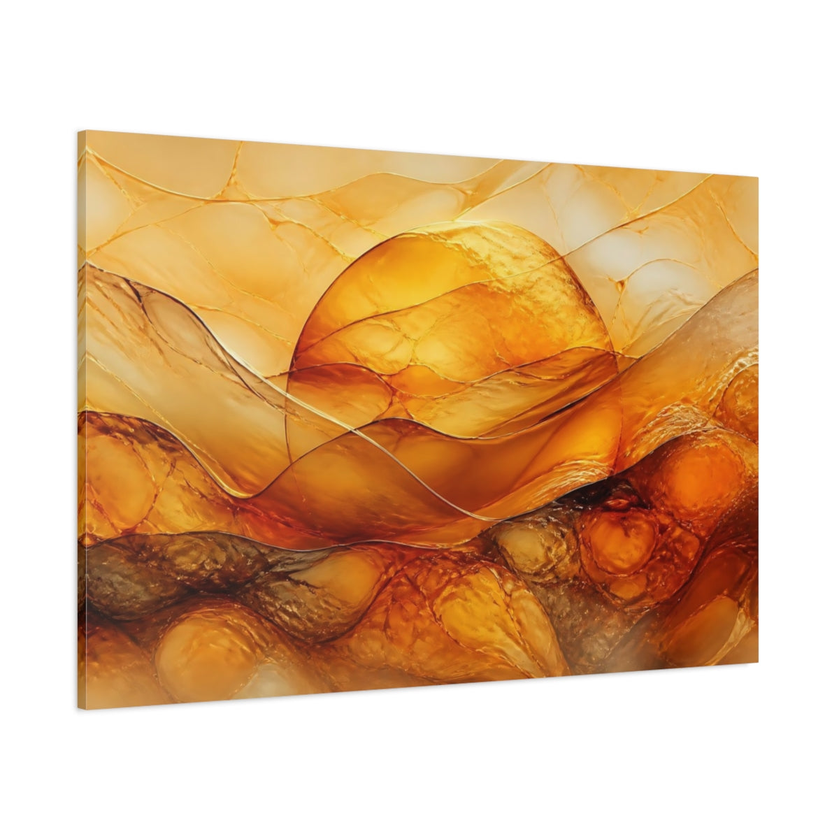 Side Mockup 1. Golden Orb Amber Waves shown as canvas print