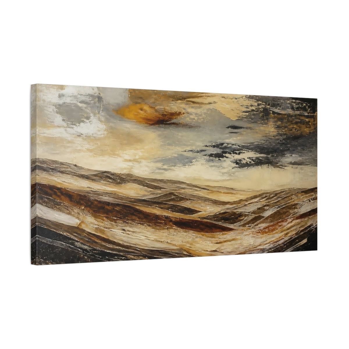 Side Mockup 1. Golden Rolling Hills shown as canvas print