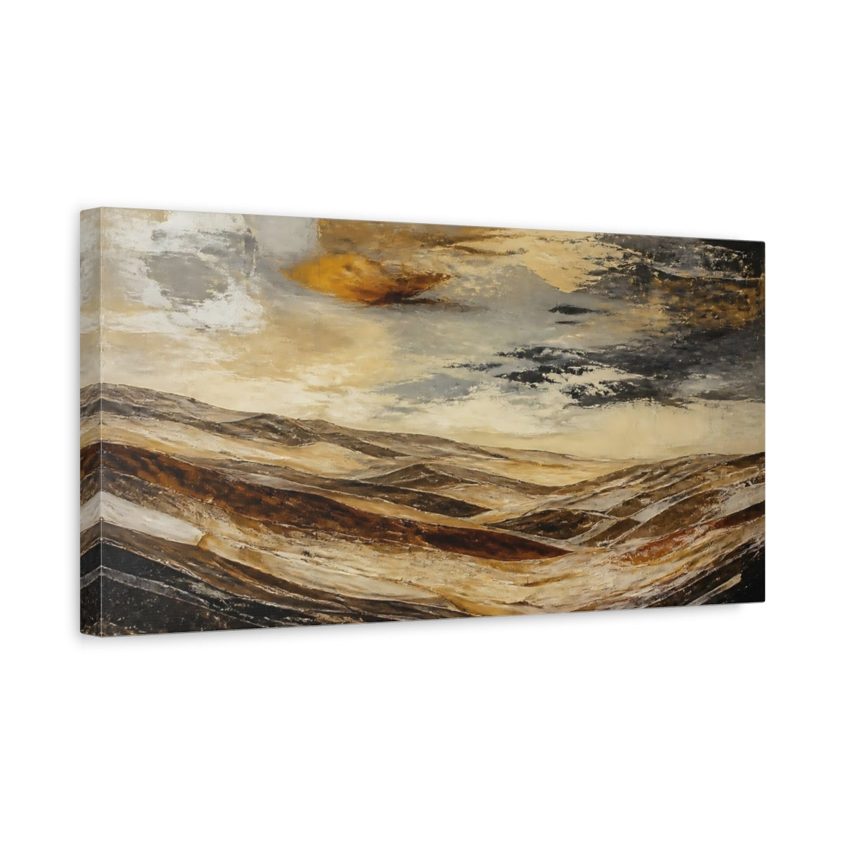 Side Mockup 3. Golden Rolling Hills shown as canvas print