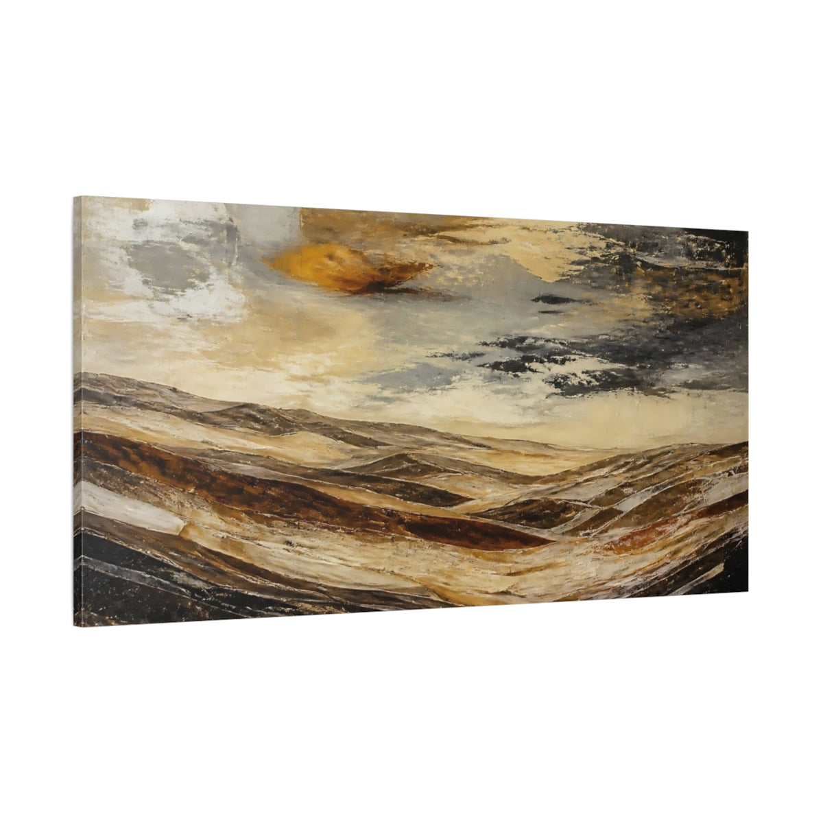 Side Mockup 2. Golden Rolling Hills shown as canvas print