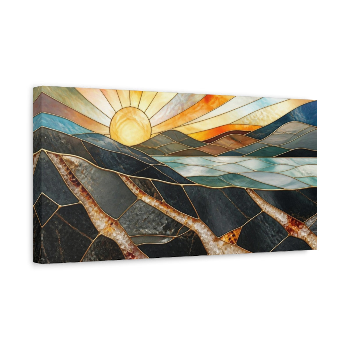 Side Mockup 3. Golden Sun Over Quartz Hills shown as canvas print