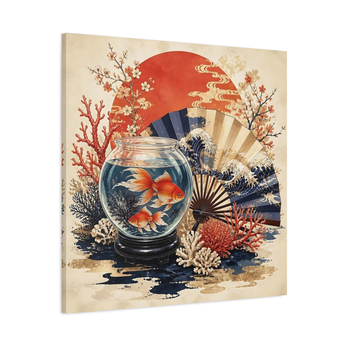Main Mockup. Goldfish Bowl With Fan shown as canvas print