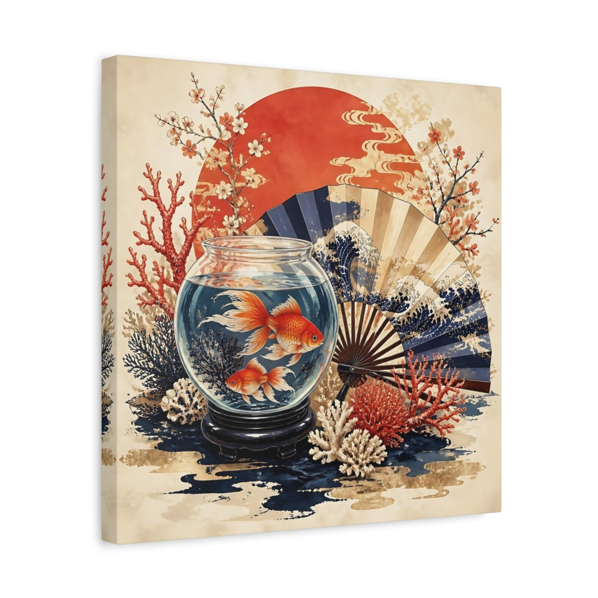 Side Mockup 6. Goldfish Bowl With Fan shown as canvas print