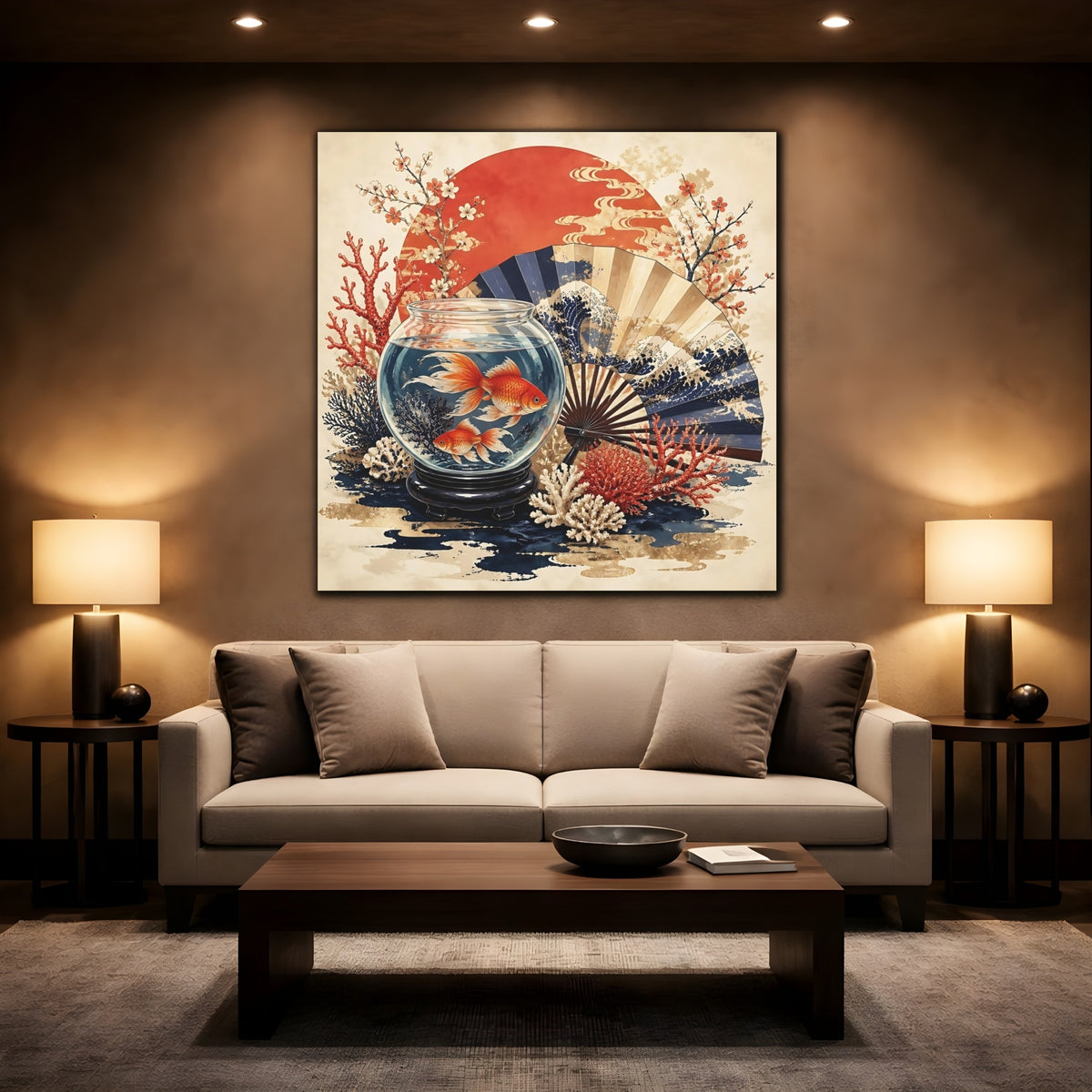 Mockup 2. Goldfish Bowl With Fan shown as canvas print