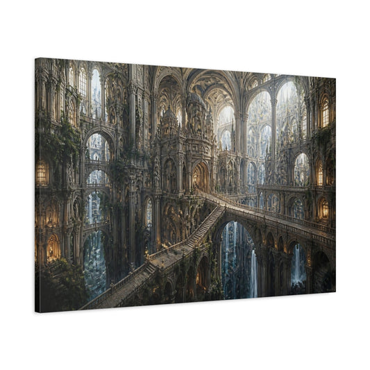Main Mockup. Gothic Cathedral Bridges shown as canvas print