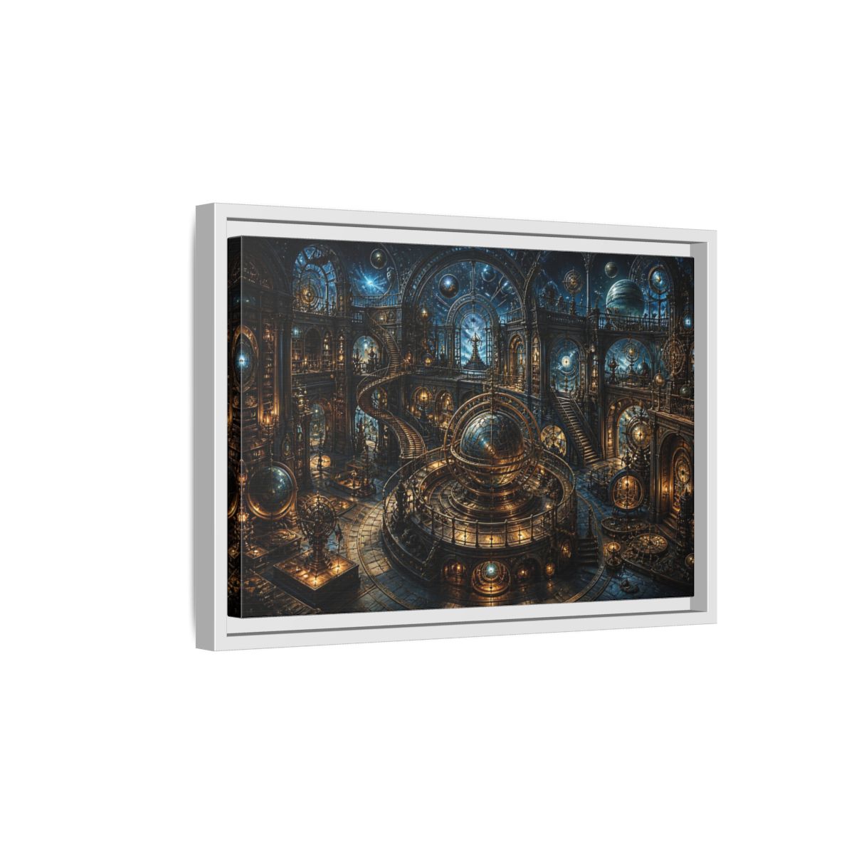 Side Mockup 4. Grand Orrery Observatory shown as framed canvas print