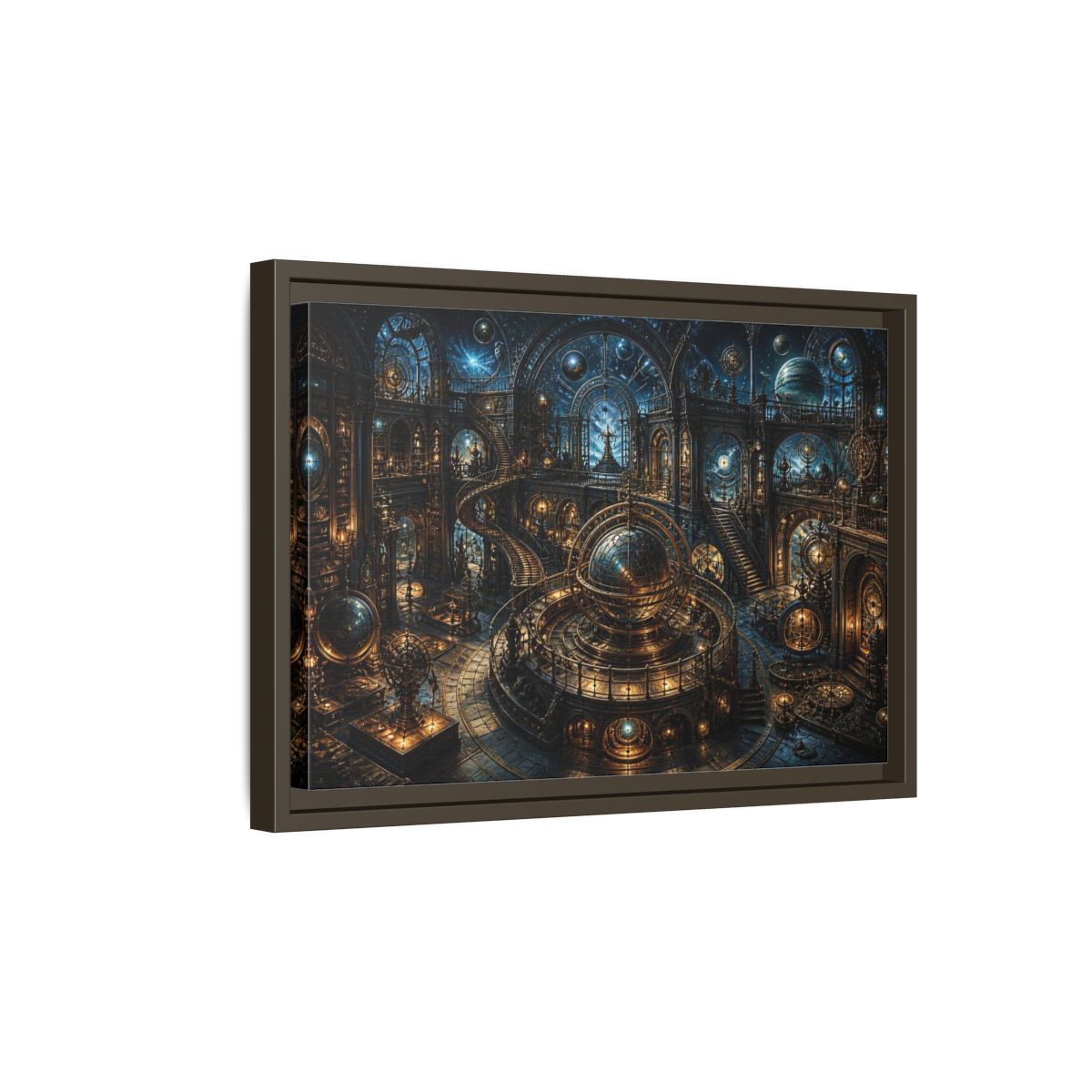 Side Mockup 5. Grand Orrery Observatory shown as framed canvas print