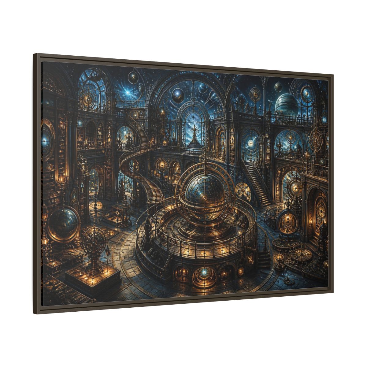Side Mockup 8. Grand Orrery Observatory shown as framed canvas print