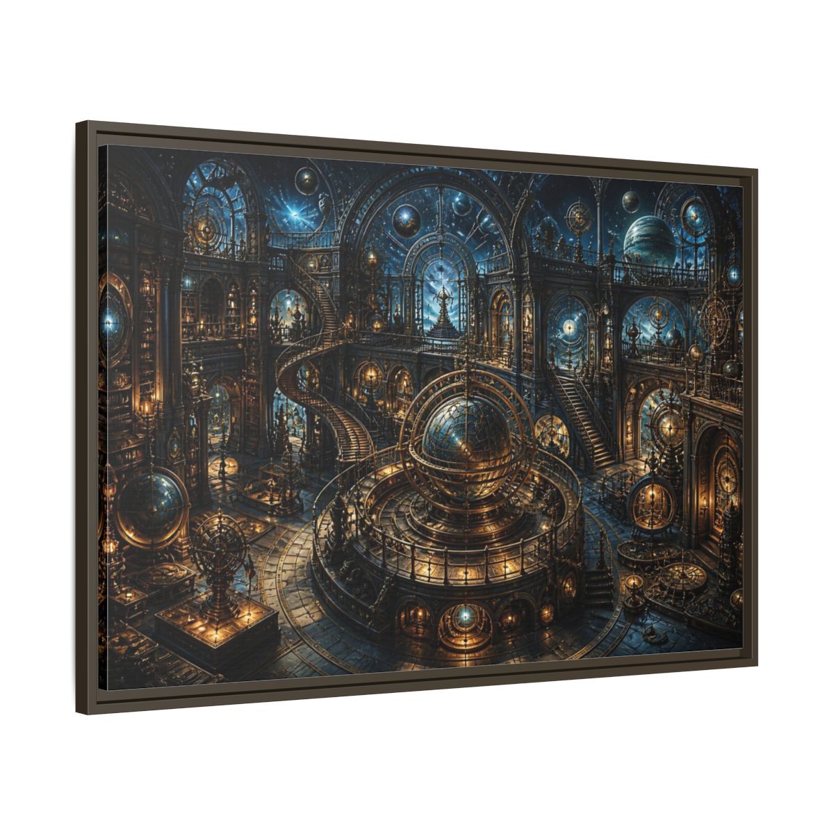Main Mockup. Grand Orrery Observatory shown as framed canvas print