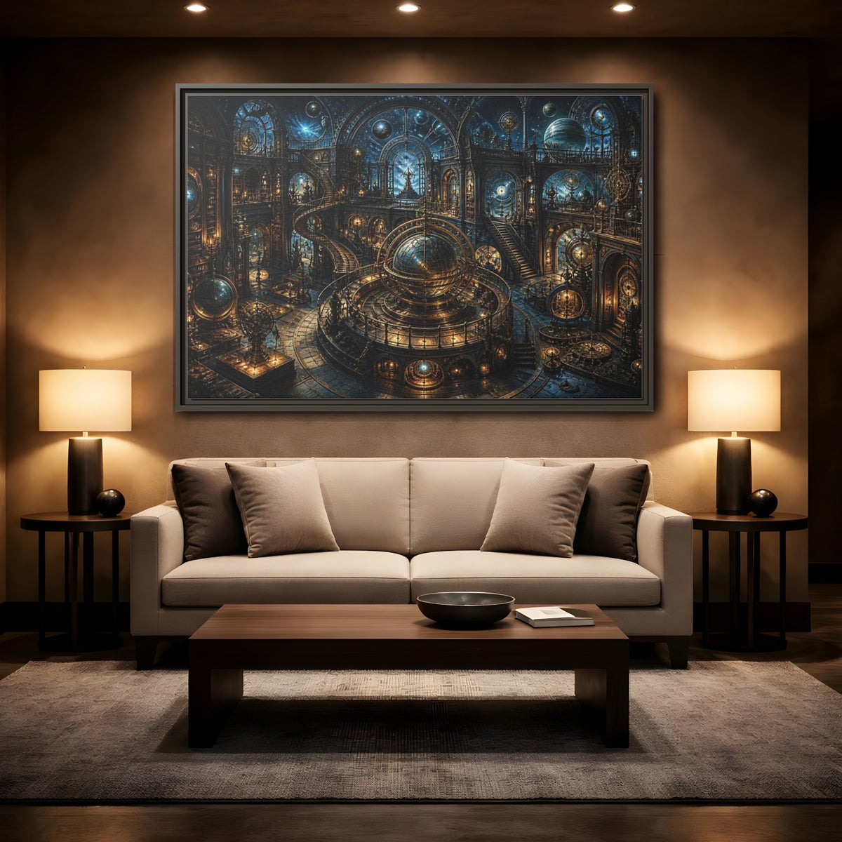 Mockup 2. Grand Orrery Observatory shown as framed canvas print