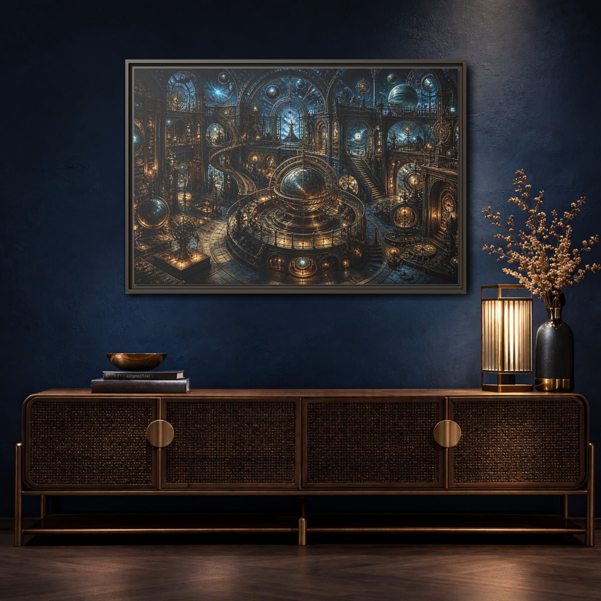 Mockup 4. Grand Orrery Observatory shown as framed canvas print