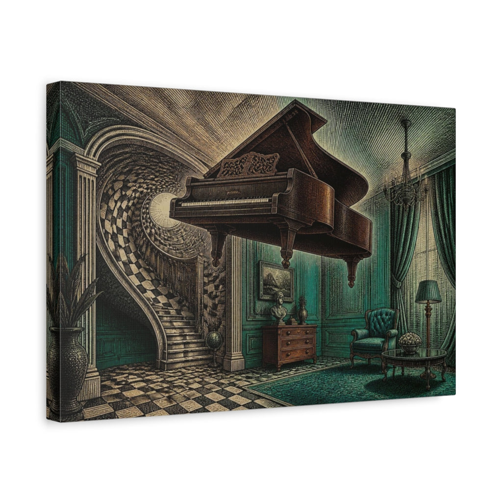 Side Mockup 4. Grand Piano Illusion shown as canvas print