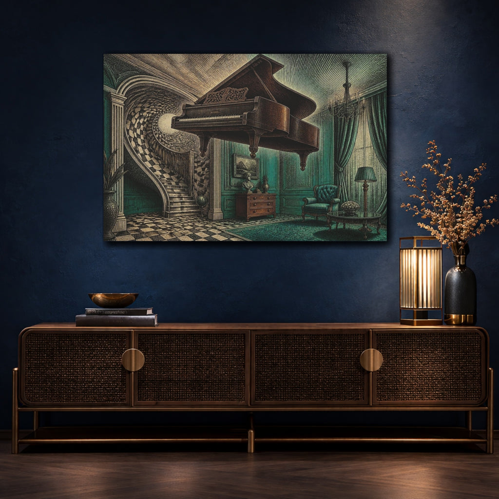 Mockup 4. Grand Piano Illusion shown as canvas print