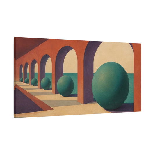 Main Mockup. Green Sphere Illusion shown as canvas print