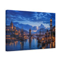 Side Mockup 4. Harbor Landscape At Twilight shown as canvas print