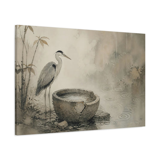 Main Mockup. Heron And Stone Basin shown as canvas print