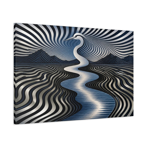 Main Mockup. Heron Illusion River shown as canvas print